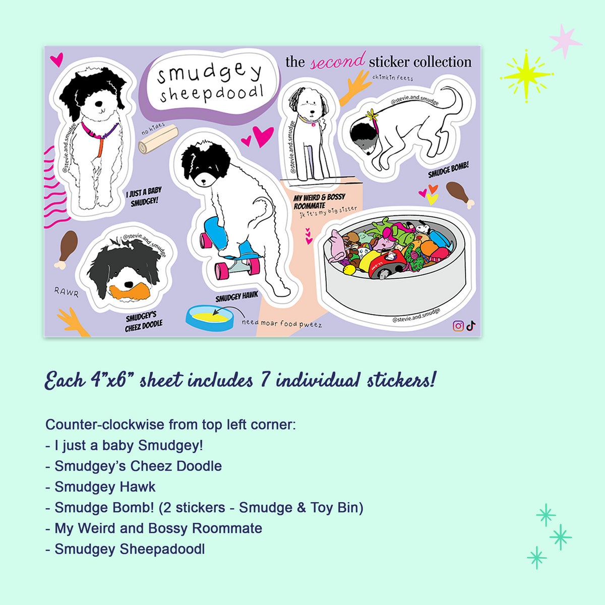 Smudgey Sheepadoodle Sticker Sheet