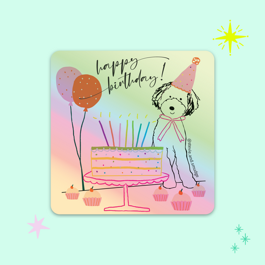 Birthday Pawty Holographic Sticker