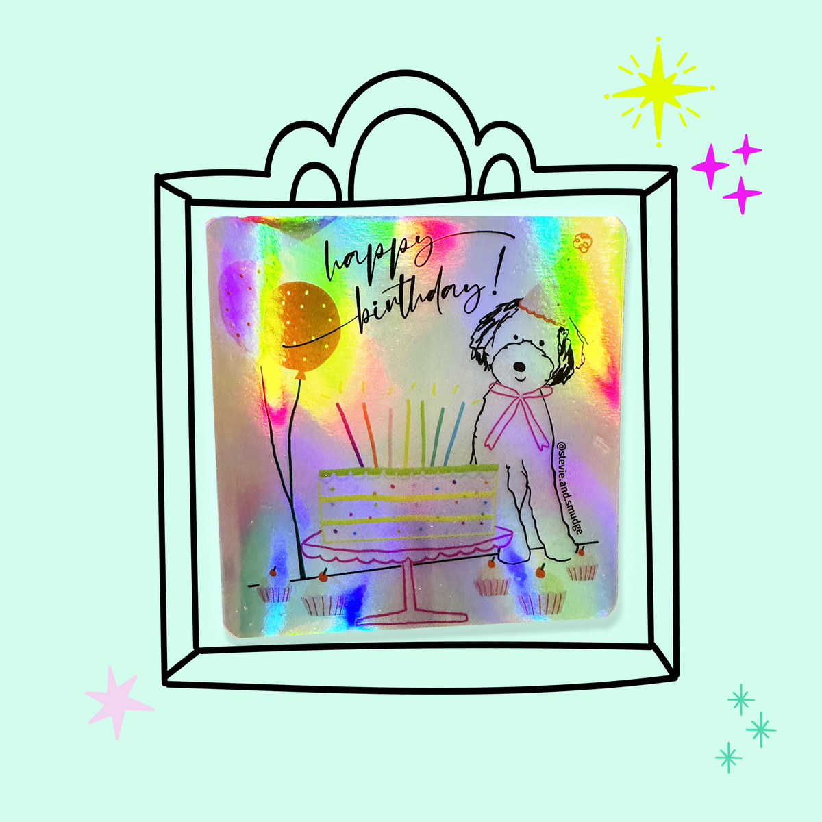 Birthday Pawty Holographic Sticker